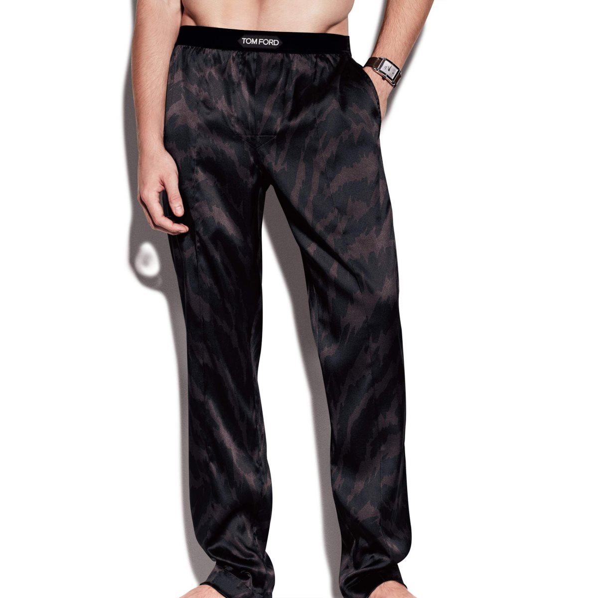 Tom Ford Abstract Zebra Silk Pyjamasbyxor Herr Ebony | 206VCHOLQ