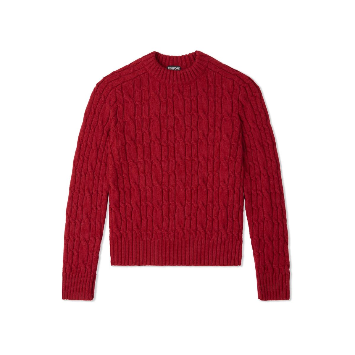 Tom Ford Baby Alpaca Cable Crew Neck Stickat Herr Poppy | 826WAYQUB