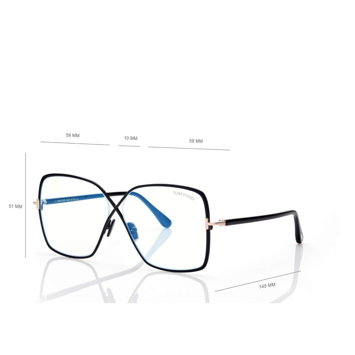 Tom Ford Blue Block Butterfly Optisk Dam Svarta | 056CLFAOZ