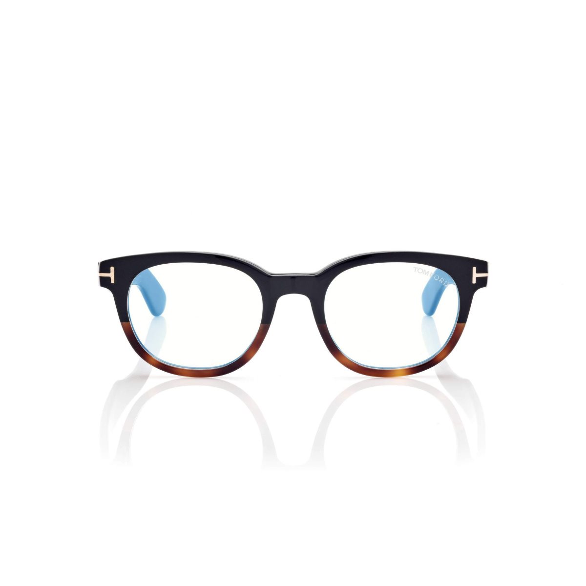 Tom Ford Blue Block Round Optisk Herr Svarta Bruna | 214STZALK