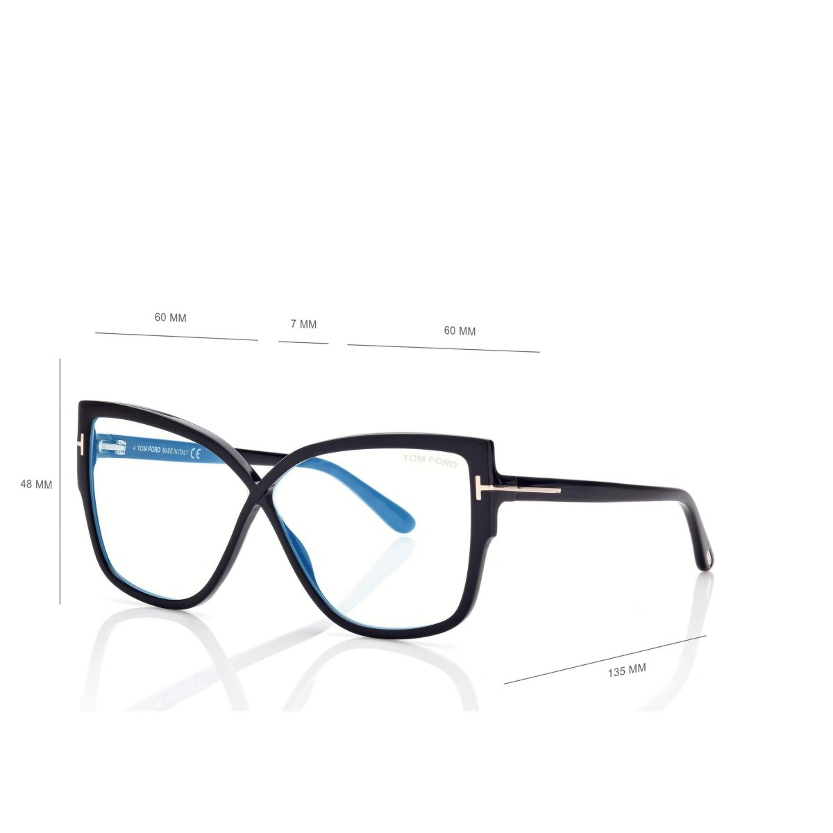 Tom Ford Blue Block Rounded Butterfly Optisk Dam Svarta | 023QBMUNF