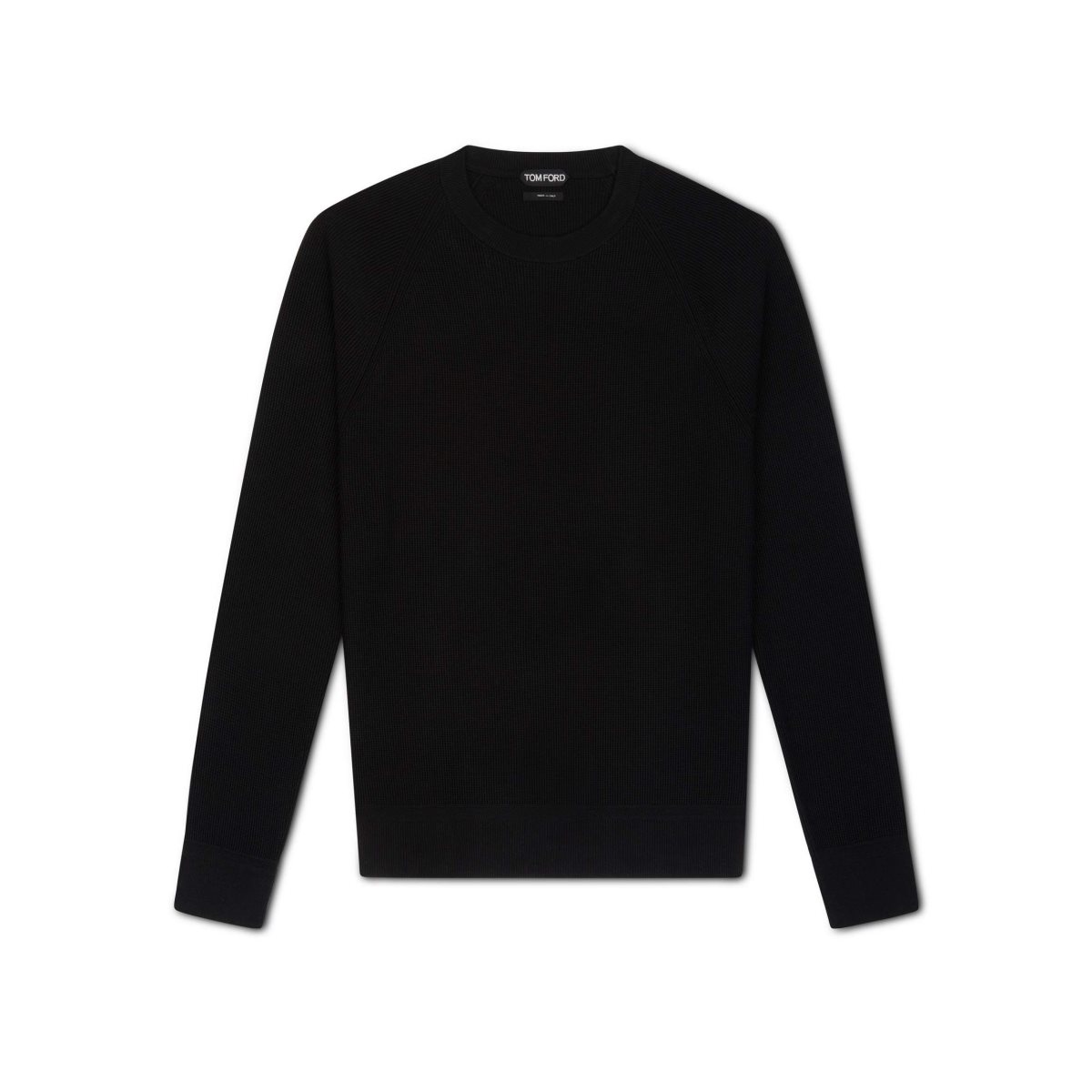 Tom Ford Bomull Silk Link Ribs Crew Neck Stickat Herr Svarta | 893UMZIPB