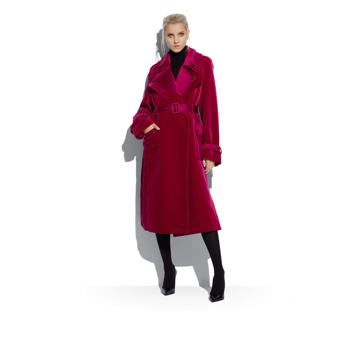 Tom Ford Bomull Velvet Double Lapel Trench Coat Ytterkläder Dam Raspberry | 805KUFXOI