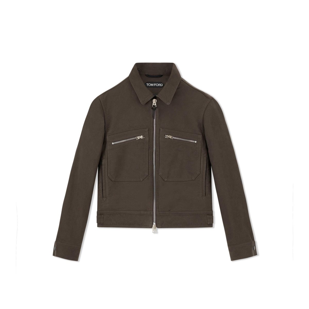 Tom Ford Brushed Bomull Zip Blouson Ytterkläder Herr Mörkchoklad | 584GSKFBC