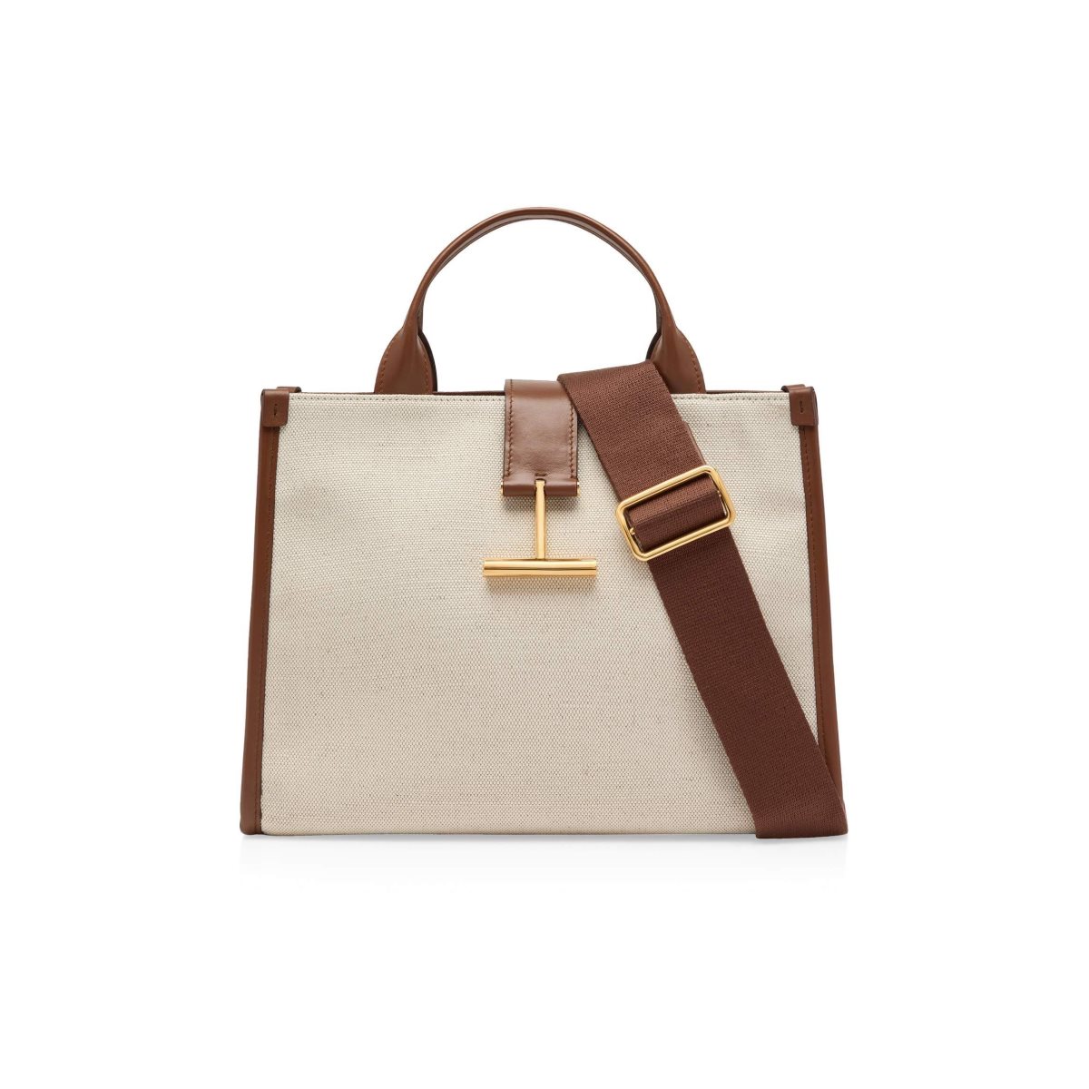 Tom Ford Canvas And Läder Tara Medium Top Handle Axelväska Dam Bruna | 023HFMAUZ