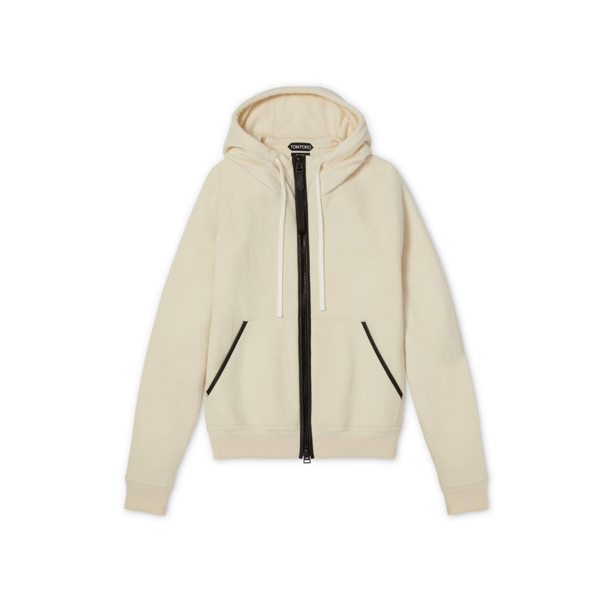 Tom Ford Cashmere Hood Zip Through Stickat Herr Vita | 685BLTEIW