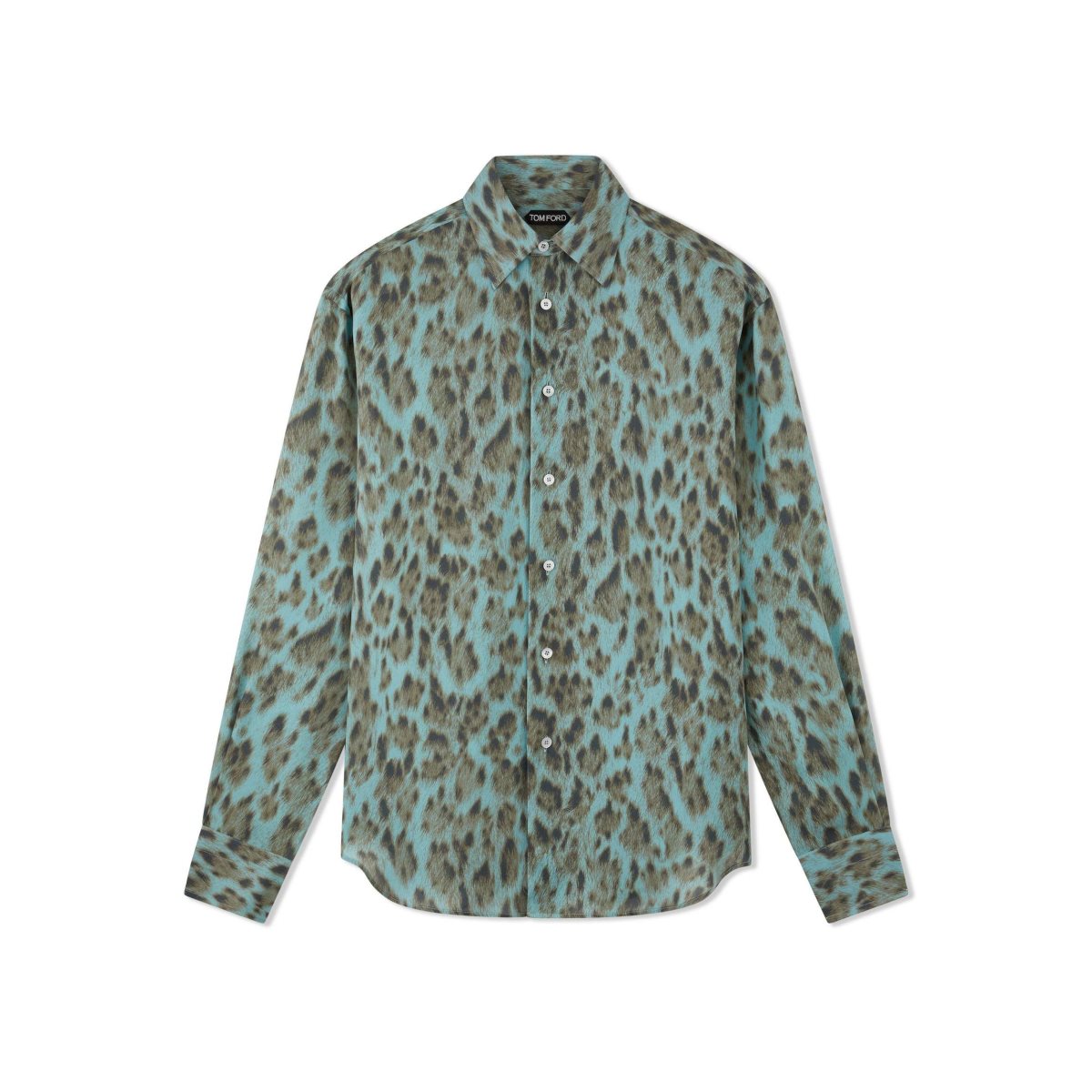 Tom Ford Cheetah Crepe De Chine Fluid Fit Skjorta Herr Ljusblå | 694TWXJCG