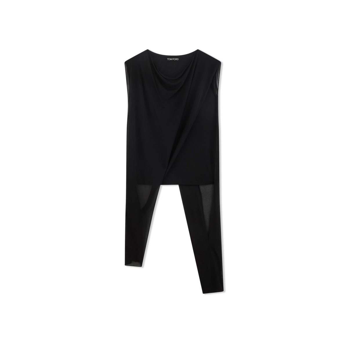 Tom Ford Crepe Jersey Asymmetric T-shirt Blast Dam Svarta | 547KBFAOS