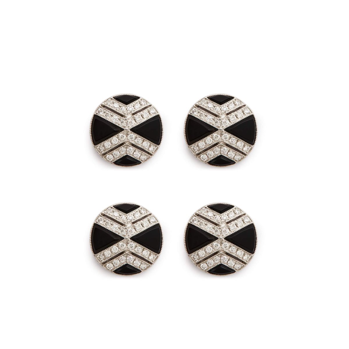 Tom Ford Diamond Onyx Round Studs Smycken Herr Vita Guld | 498QKTFCB