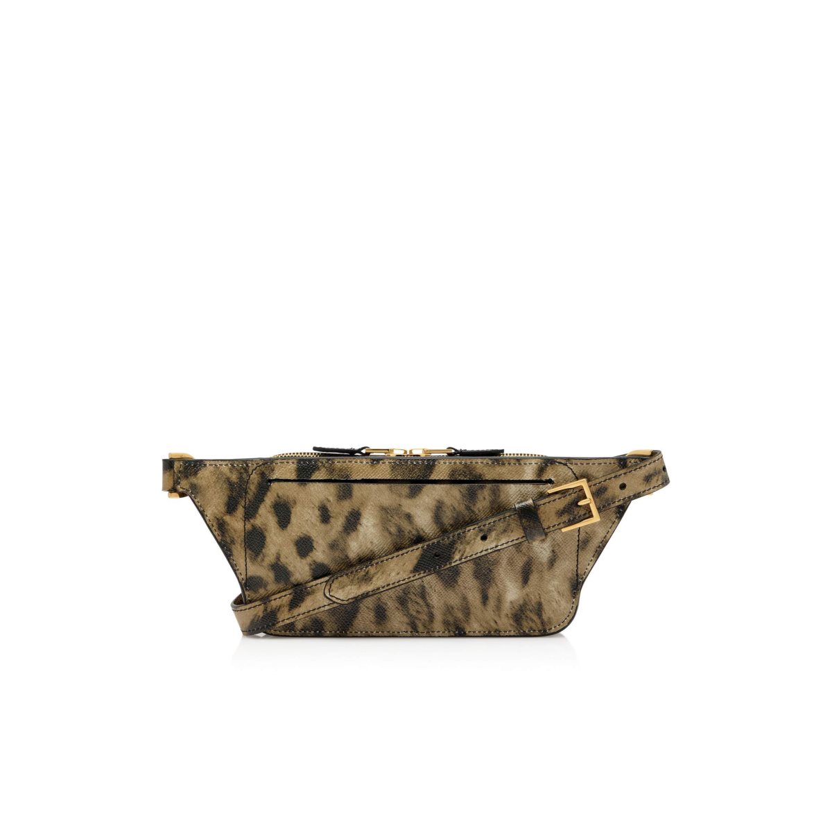 Tom Ford Distressed Leopard Print Small Zip Bältesväska Herr Leopard | 302XRVAMT