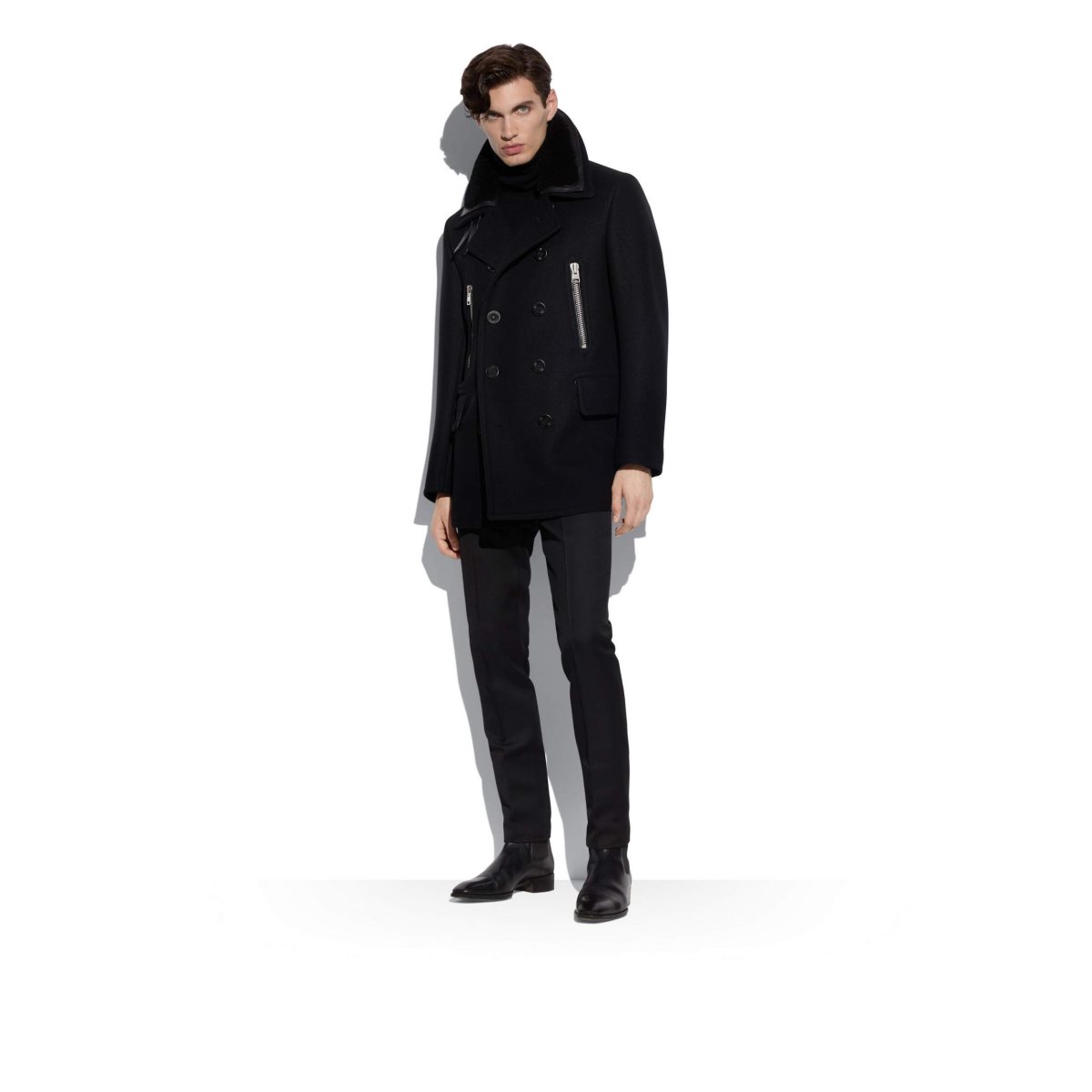 Tom Ford Double Felt Peacoat Ytterkläder Herr Svarta | 104SRGQTU