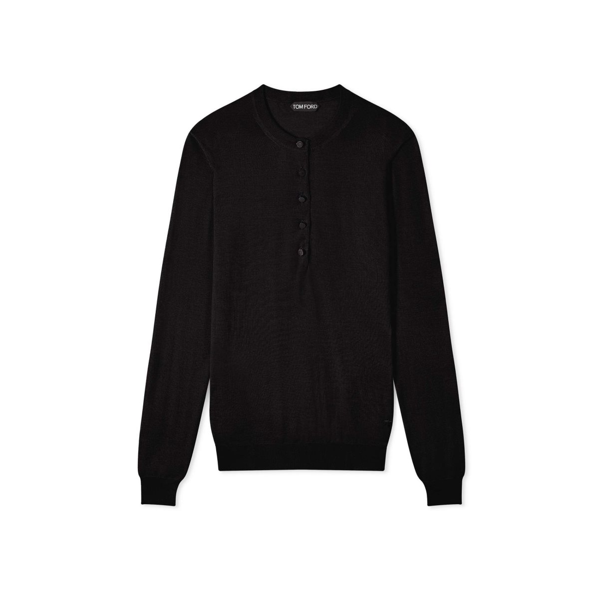 Tom Ford Fine Cashmere Silk Open Crew Neck Tröja Stickat Dam Svarta | 648XADFVH