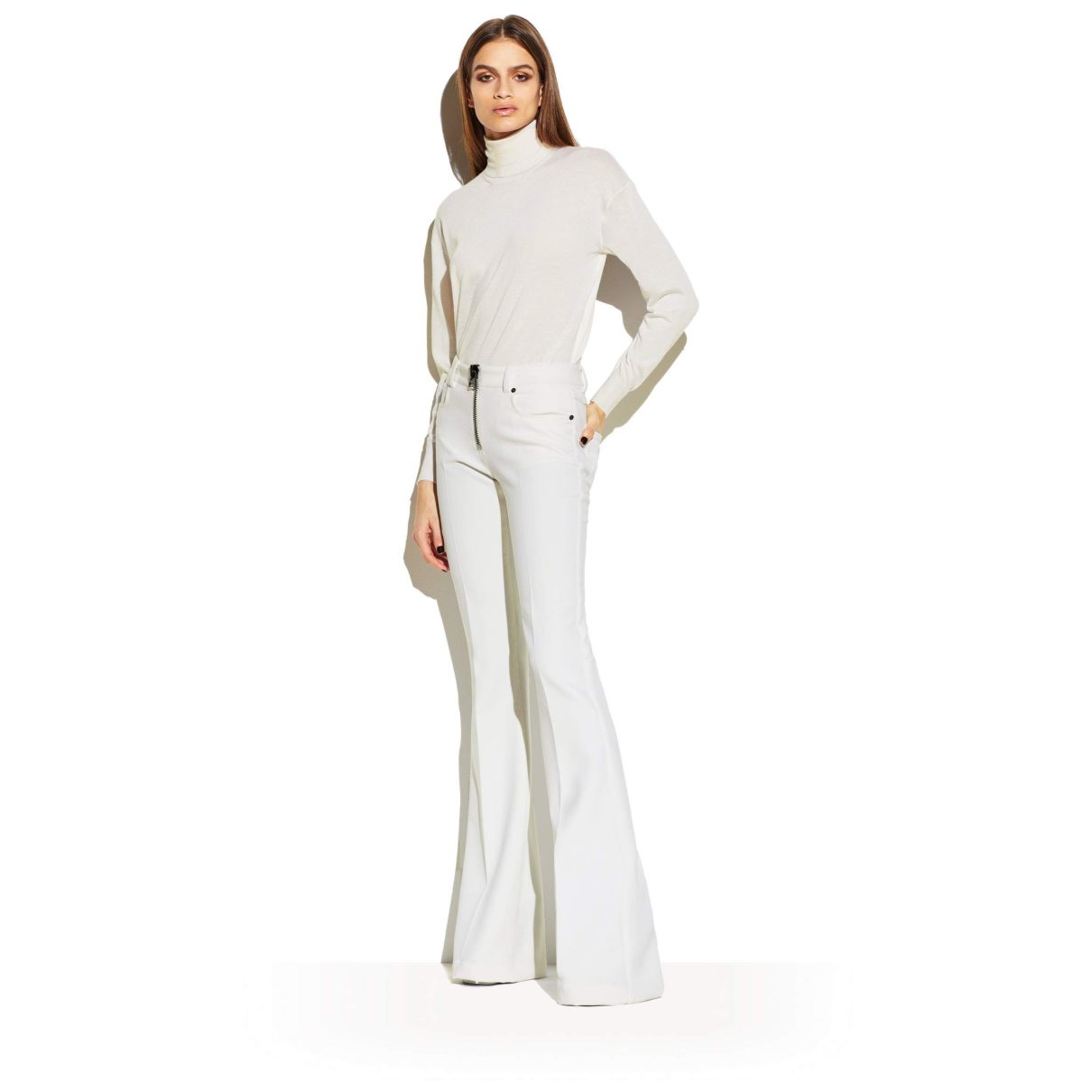 Tom Ford Fine Cashmere Silk Turtleneck Stickat Dam Chalk | 106STBDYX