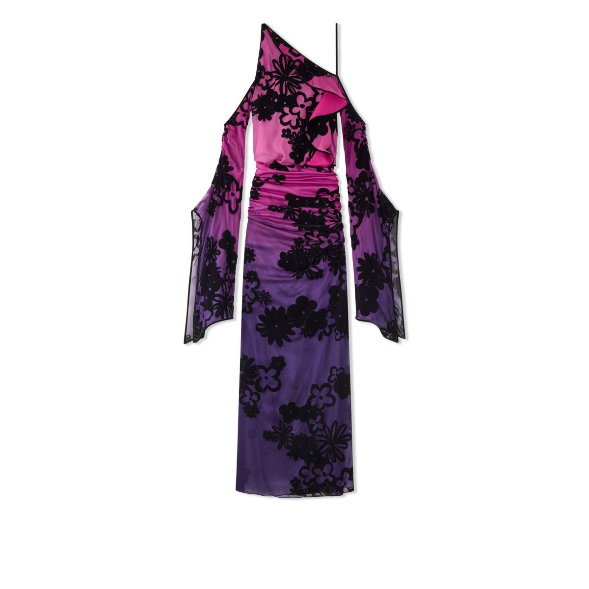 Tom Ford Floral Velvet Degrade\' On Chiffon Evening Klänning Dam Lila | 079YIBHUE