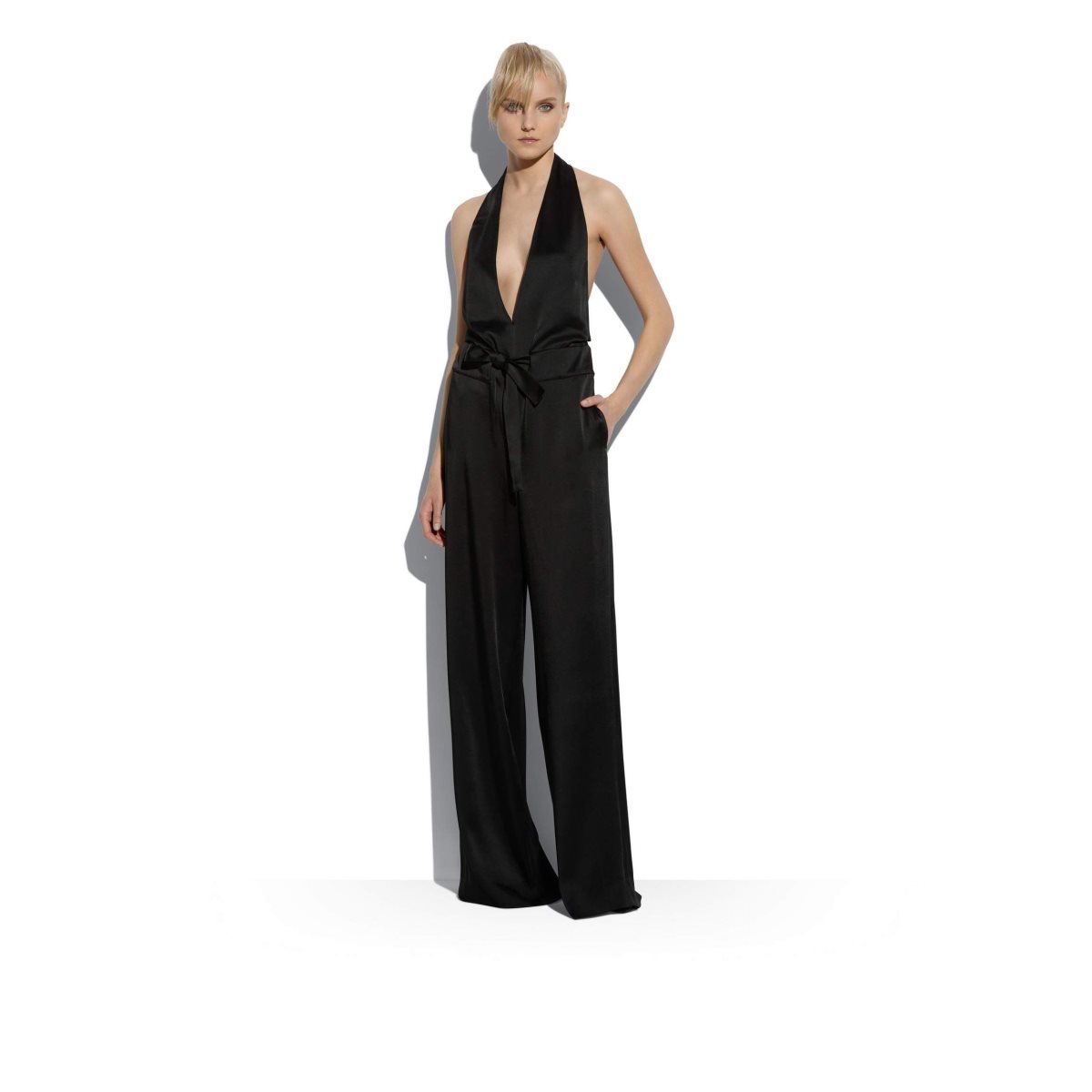 Tom Ford Fluid Double-faced Satin Jumpsuit Dam Svarta | 657PLUHTE