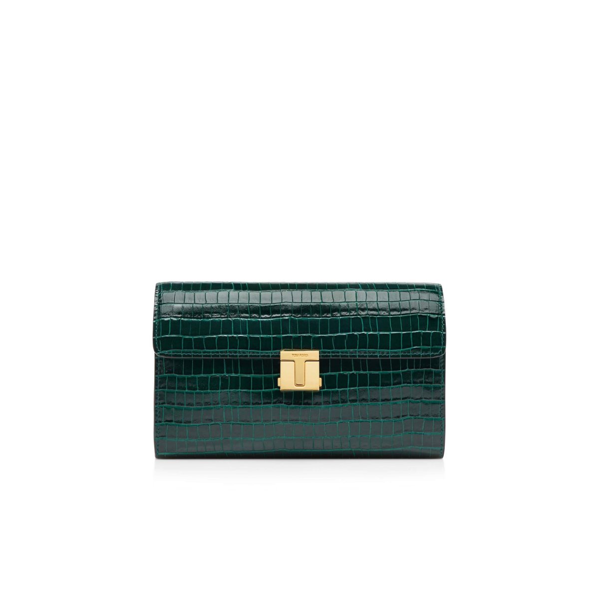 Tom Ford Glossy Printed Croc 001 Pouch Liten Plånbok Herr Olivgröna | 694HGKPMW