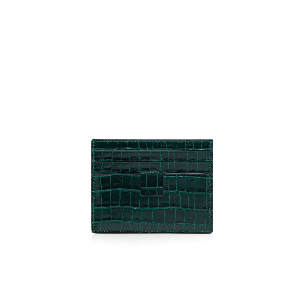 Tom Ford Glossy Printed Croc Cardholder Liten Plånbok Herr Olivgröna | 253MZSGWE