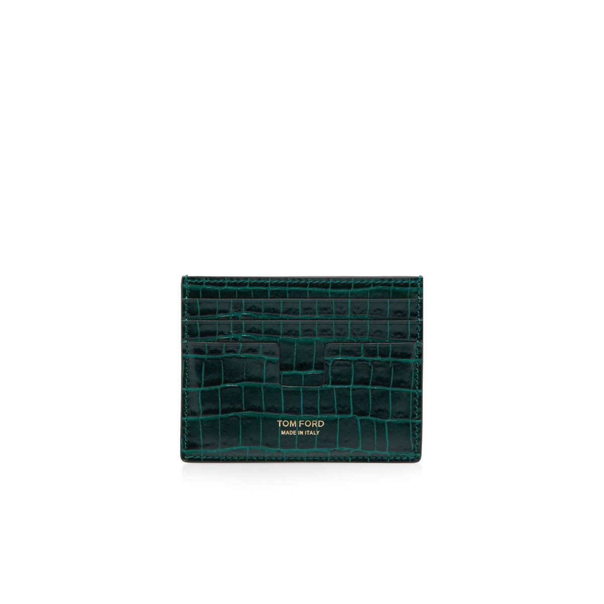 Tom Ford Glossy Printed Croc Cardholder Liten Plånbok Herr Olivgröna | 253MZSGWE