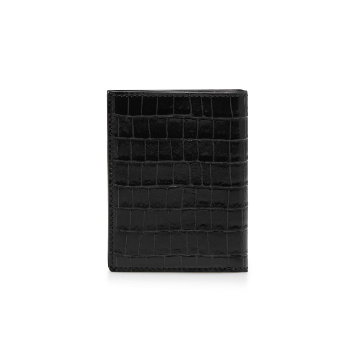 Tom Ford Glossy Printed Croc Folding Cardholder Liten Plånbok Herr Svarta | 417GFEBLN