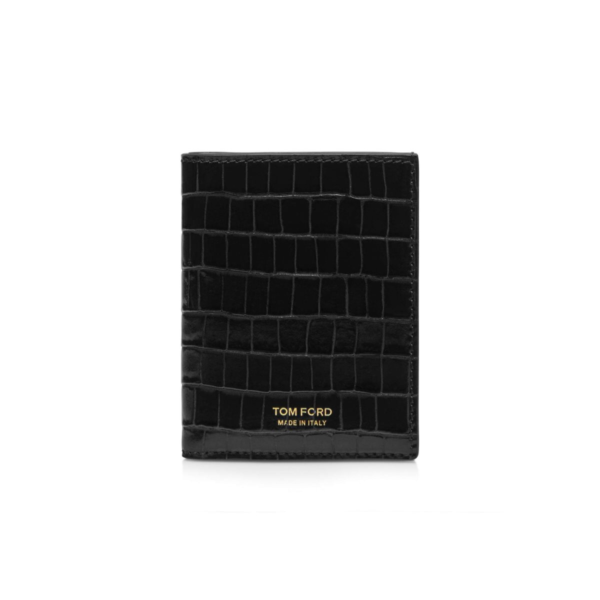 Tom Ford Glossy Printed Croc Folding Cardholder Liten Plånbok Herr Svarta | 417GFEBLN