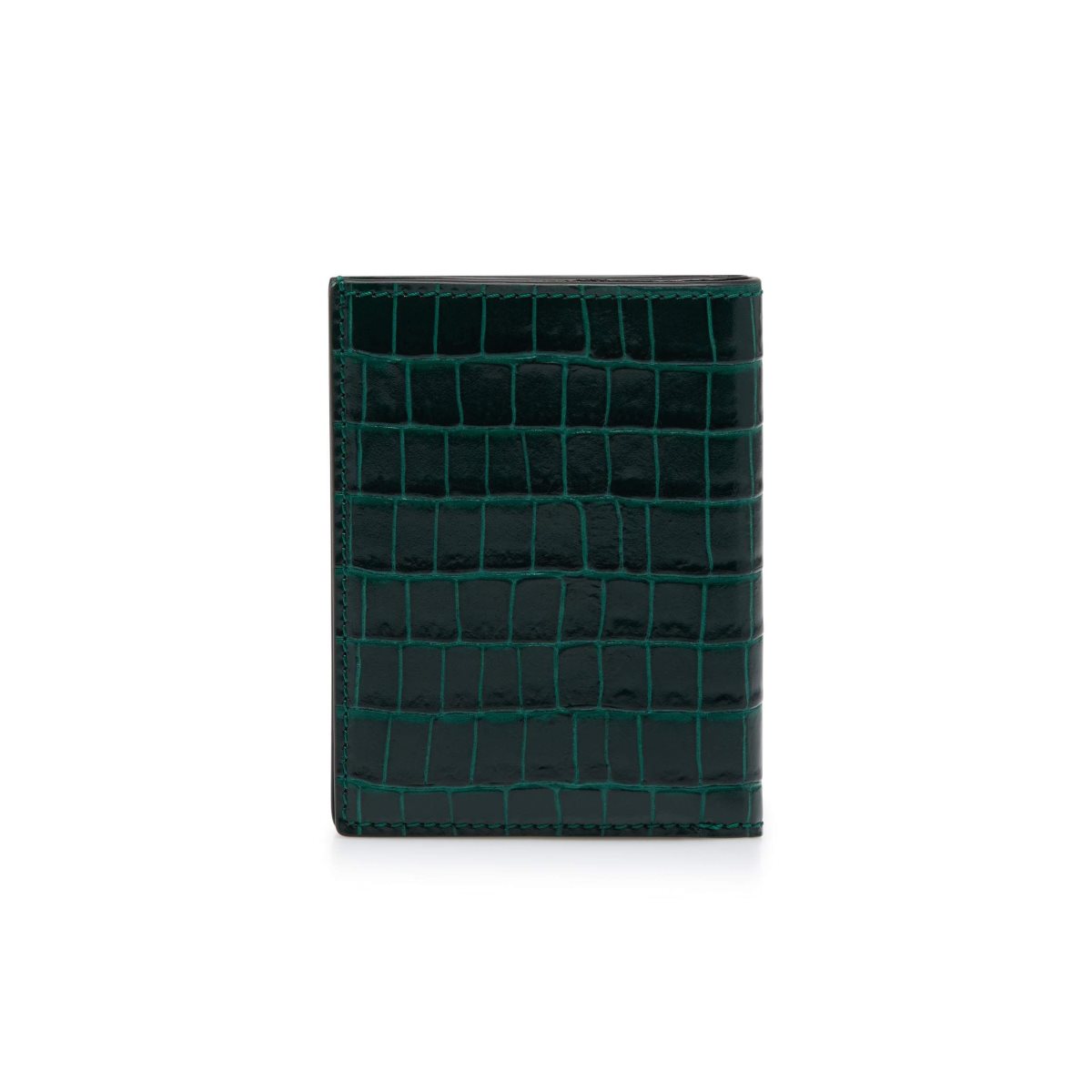 Tom Ford Glossy Printed Croc Folding Cardholder Liten Plånbok Herr Olivgröna | 567FTGKVS