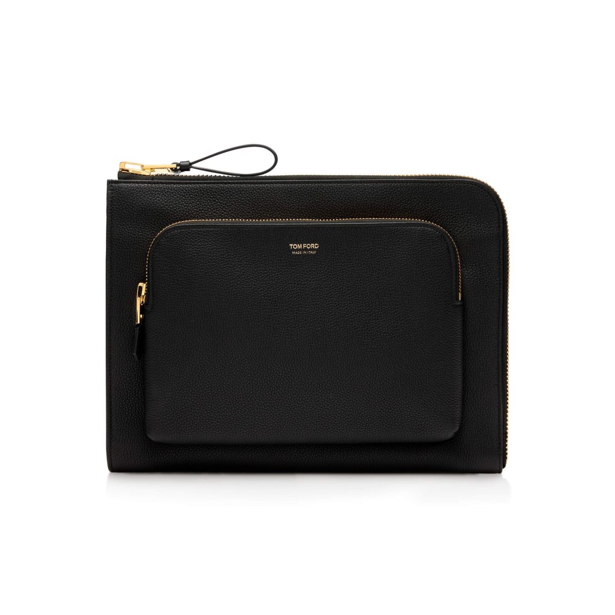 Tom Ford Grain Läder Double Zip Portfolio Portfölj Herr Svarta | 845UHZDYS