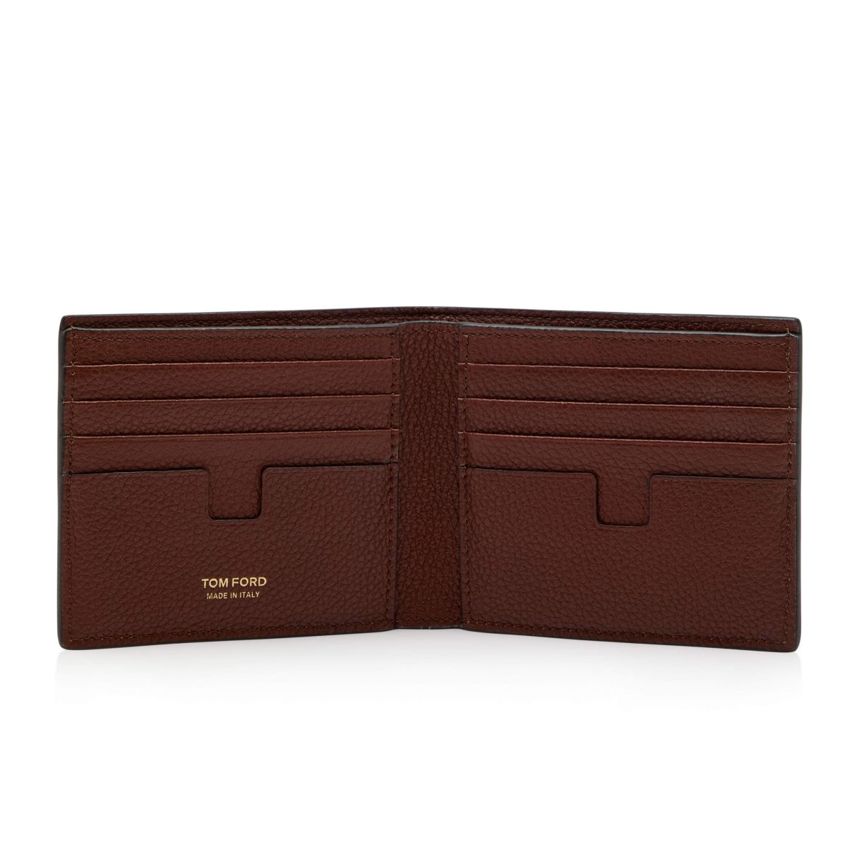 Tom Ford Grain Läder Klassiska Bifold Wallet Liten Plånbok Herr Bruna | 917FOUMKS