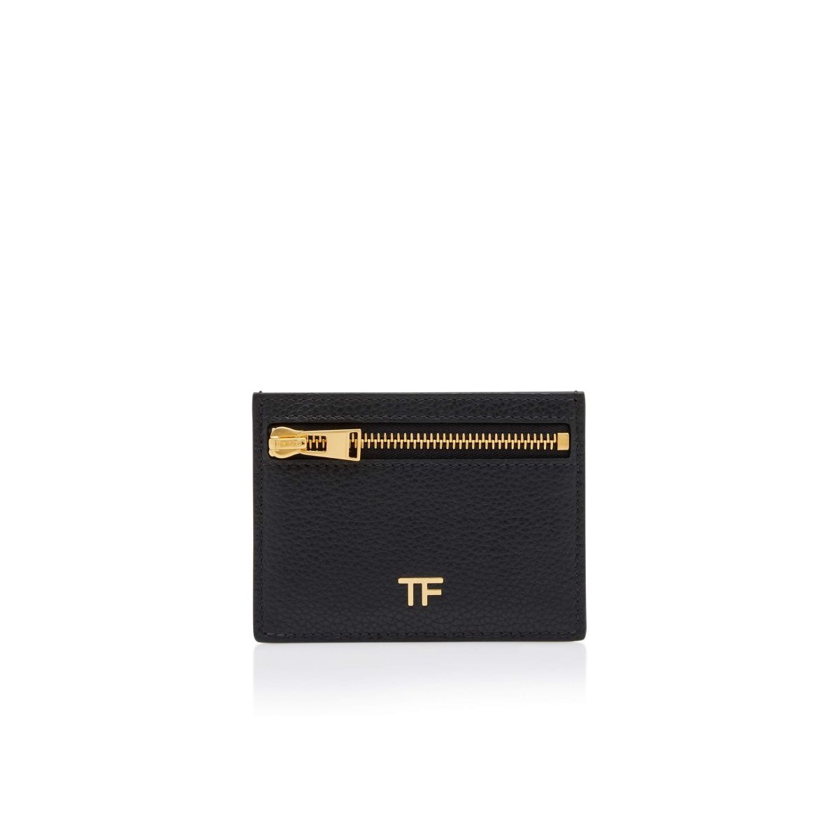 Tom Ford Grain Läder Klassiska Tf Card Holder With Zipped Pocket Liten Plånbok Dam Svarta | 792ETKSPW