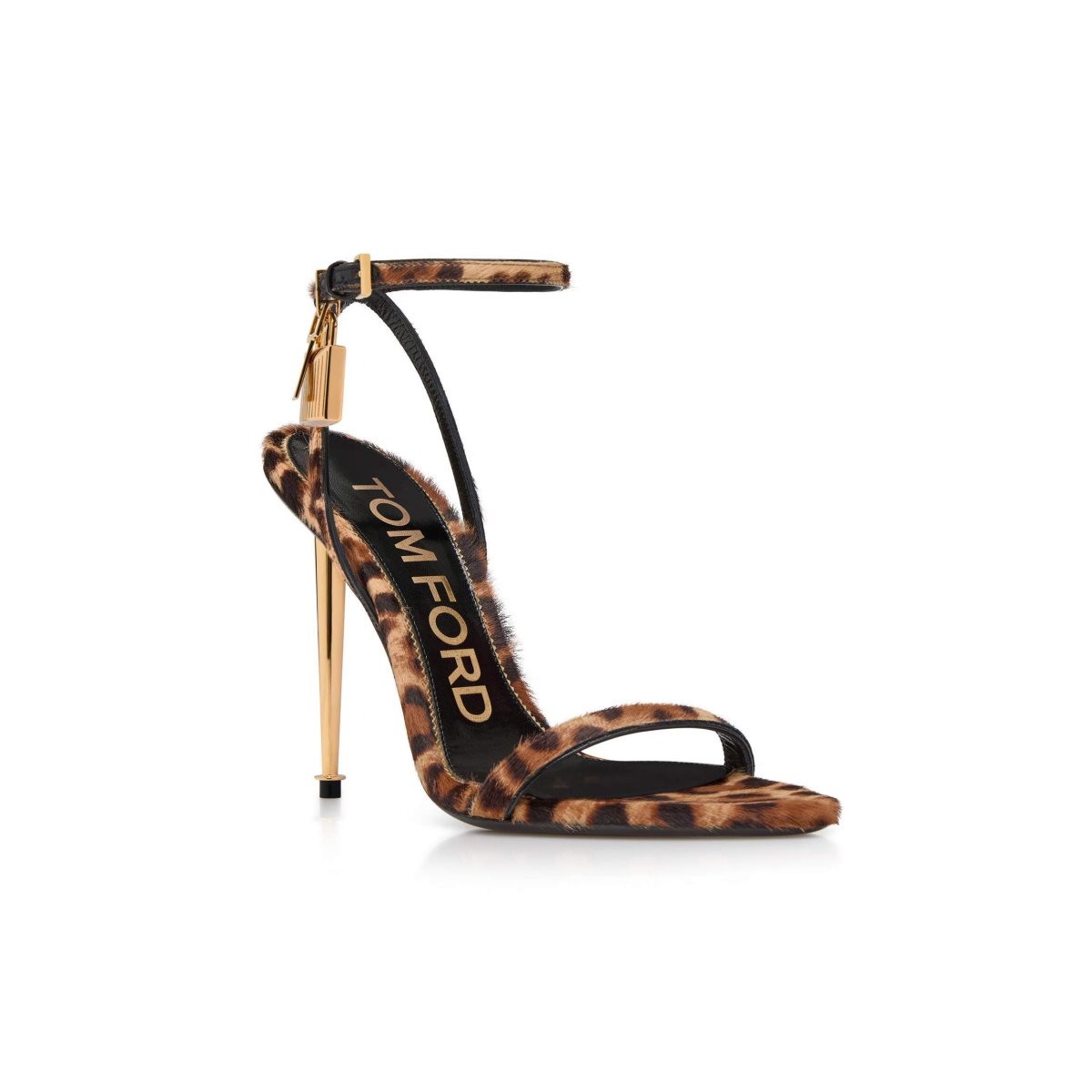 Tom Ford Hair Calf Animalier Padlock Pointy Naked Sandaler Dam Bruna Svarta | 460TRQVDU