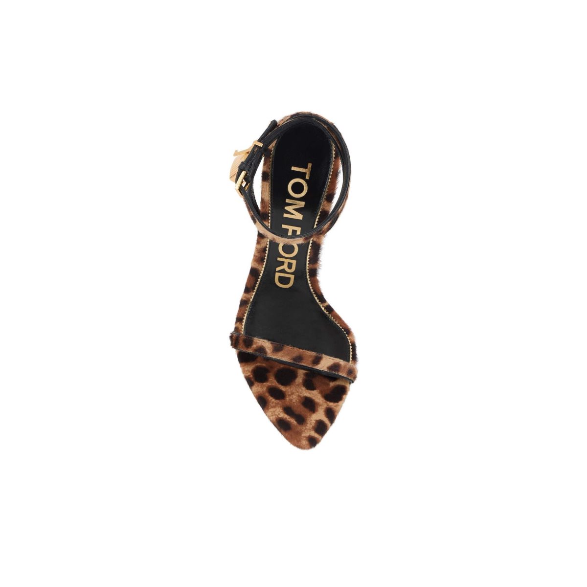 Tom Ford Hair Calf Animalier Padlock Pointy Naked Sandaler Dam Bruna Svarta | 460TRQVDU