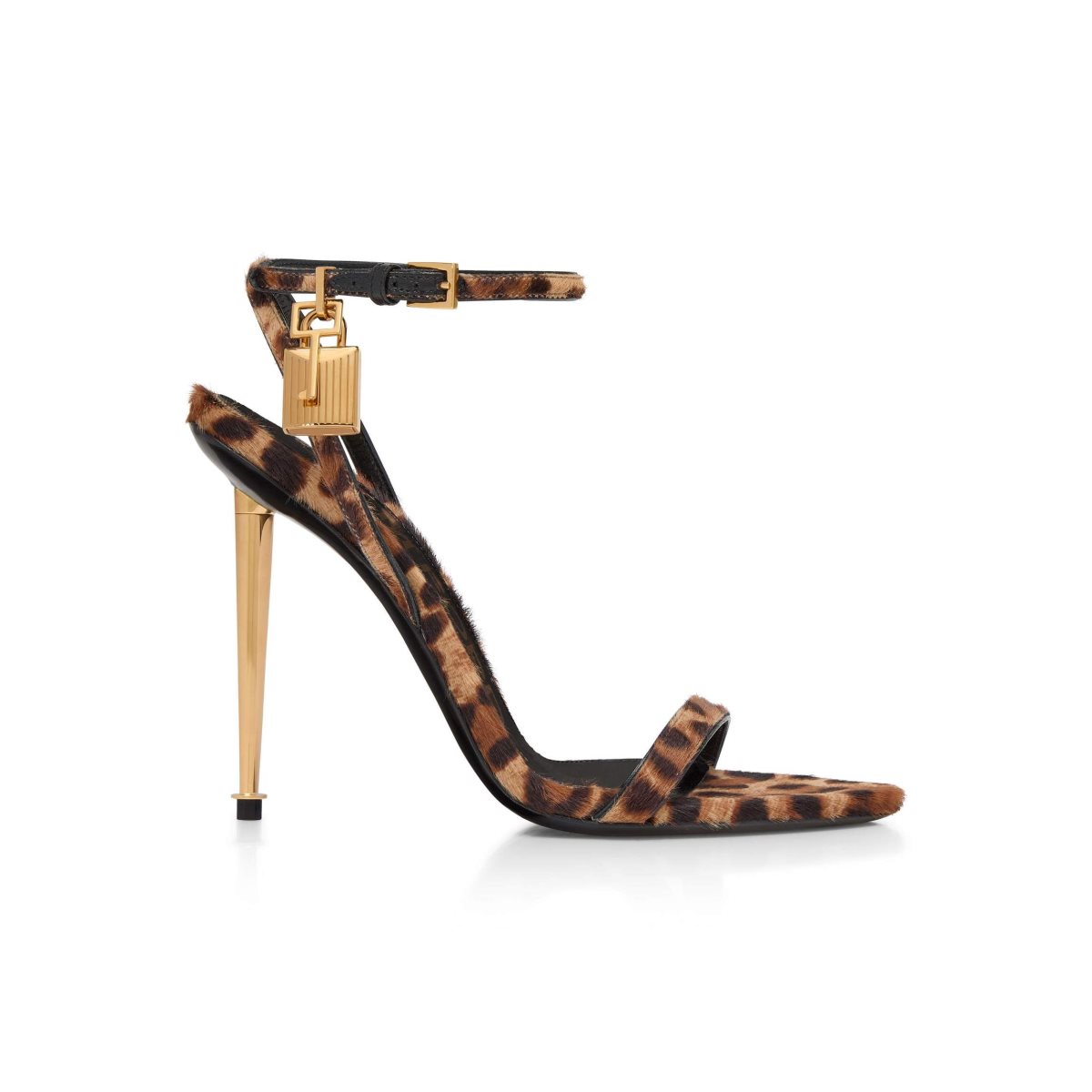 Tom Ford Hair Calf Animalier Padlock Pointy Naked Sandaler Dam Bruna Svarta | 460TRQVDU