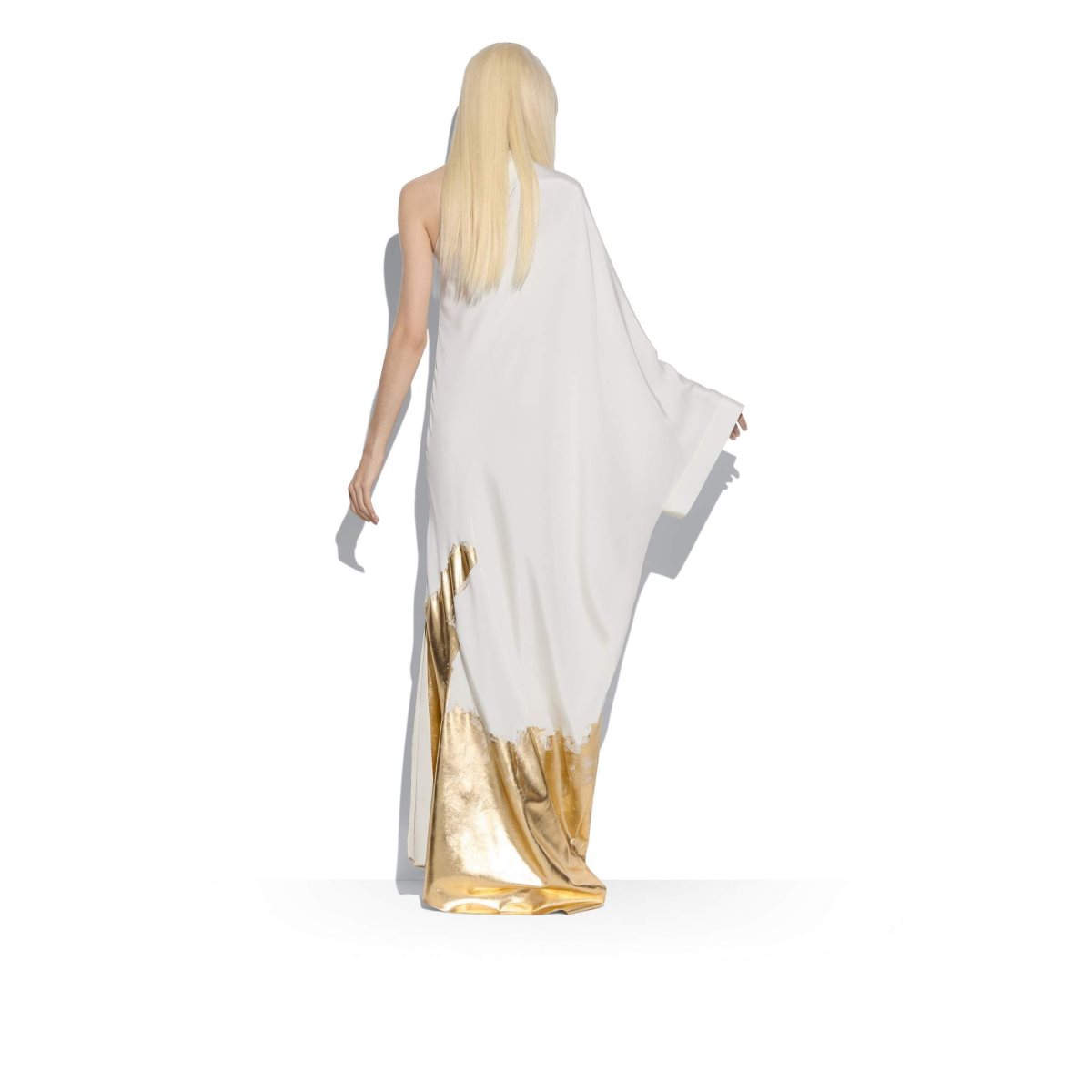 Tom Ford Hand Painted Silk Maroccaine One Shoulder Kaftan Klänning Dam Guld | 918LAFTGY