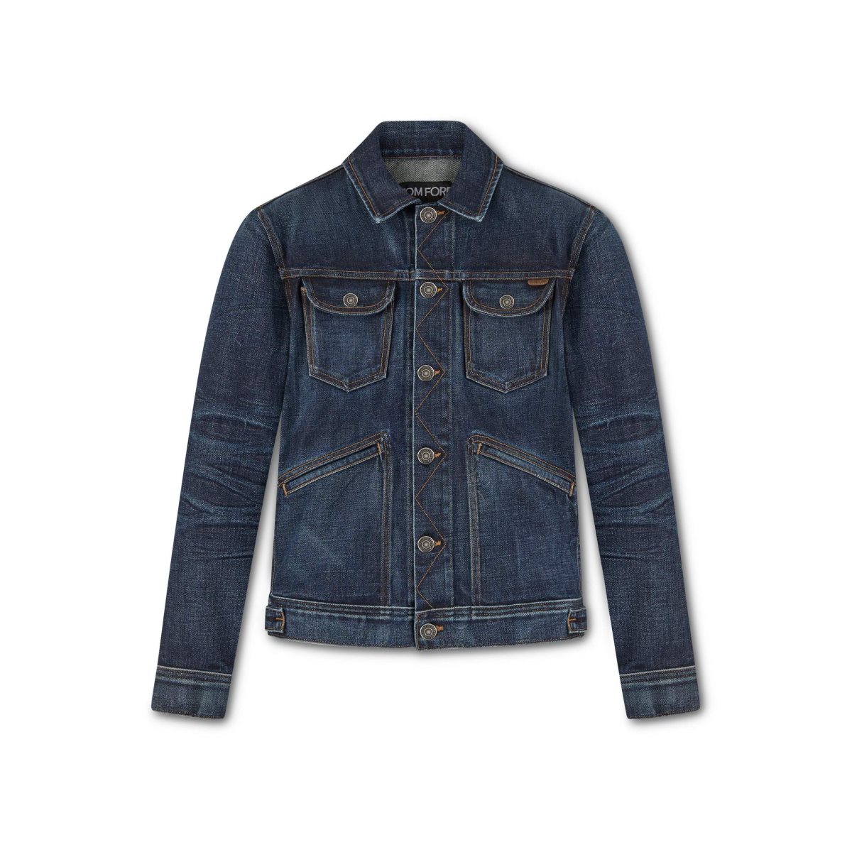 Tom Ford Japanese Selvedge Stretch Denim Jacket Ytterkläder Herr Worn Ink | 952PQHMTE