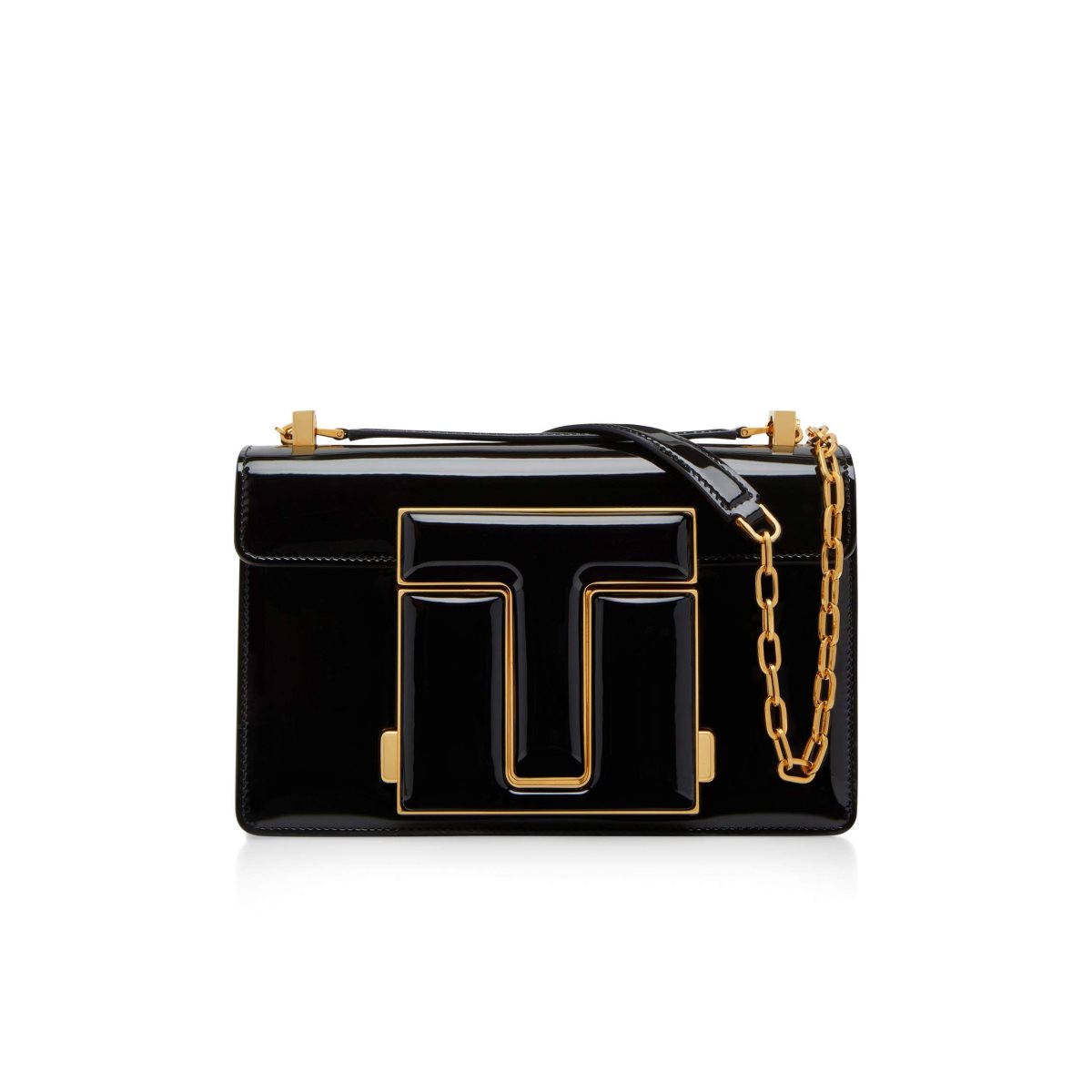 Tom Ford Lack Läder Maxi 001 Medium Chain Crossbody Väska Dam Svarta | 670NRYDTK