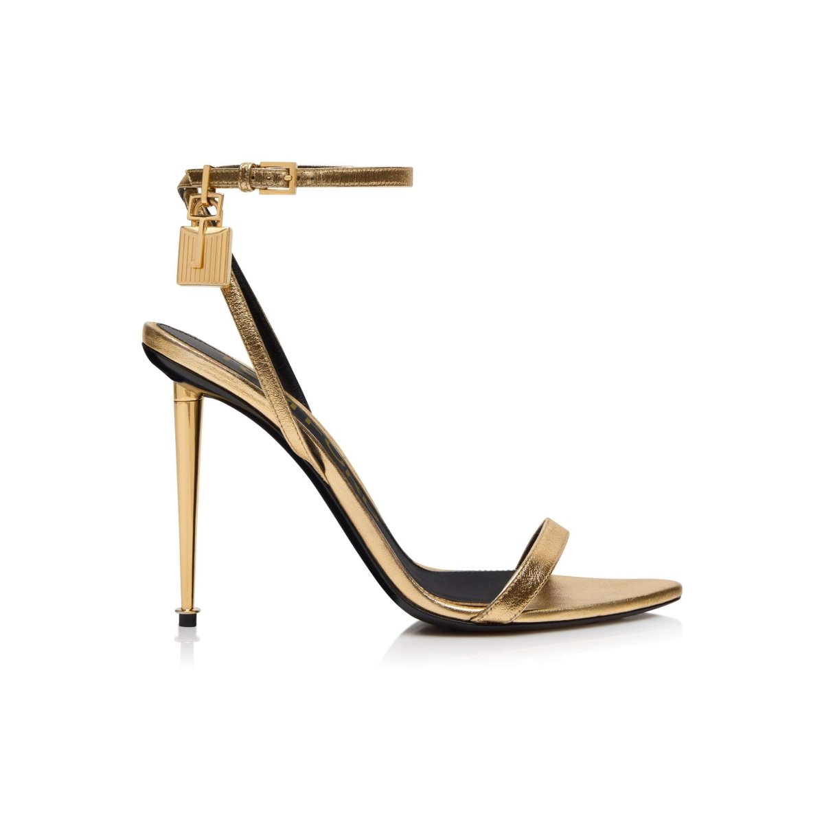 Tom Ford Laminated Nappa Läder Padlock Pointy Naked Sandaler Dam Guld | 437WVMTHO