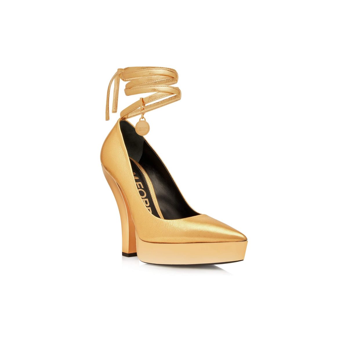 Tom Ford Laminated Nappa Läder Scoop Ankle Wrap Pumps Dam Guld | 491HXSWCR