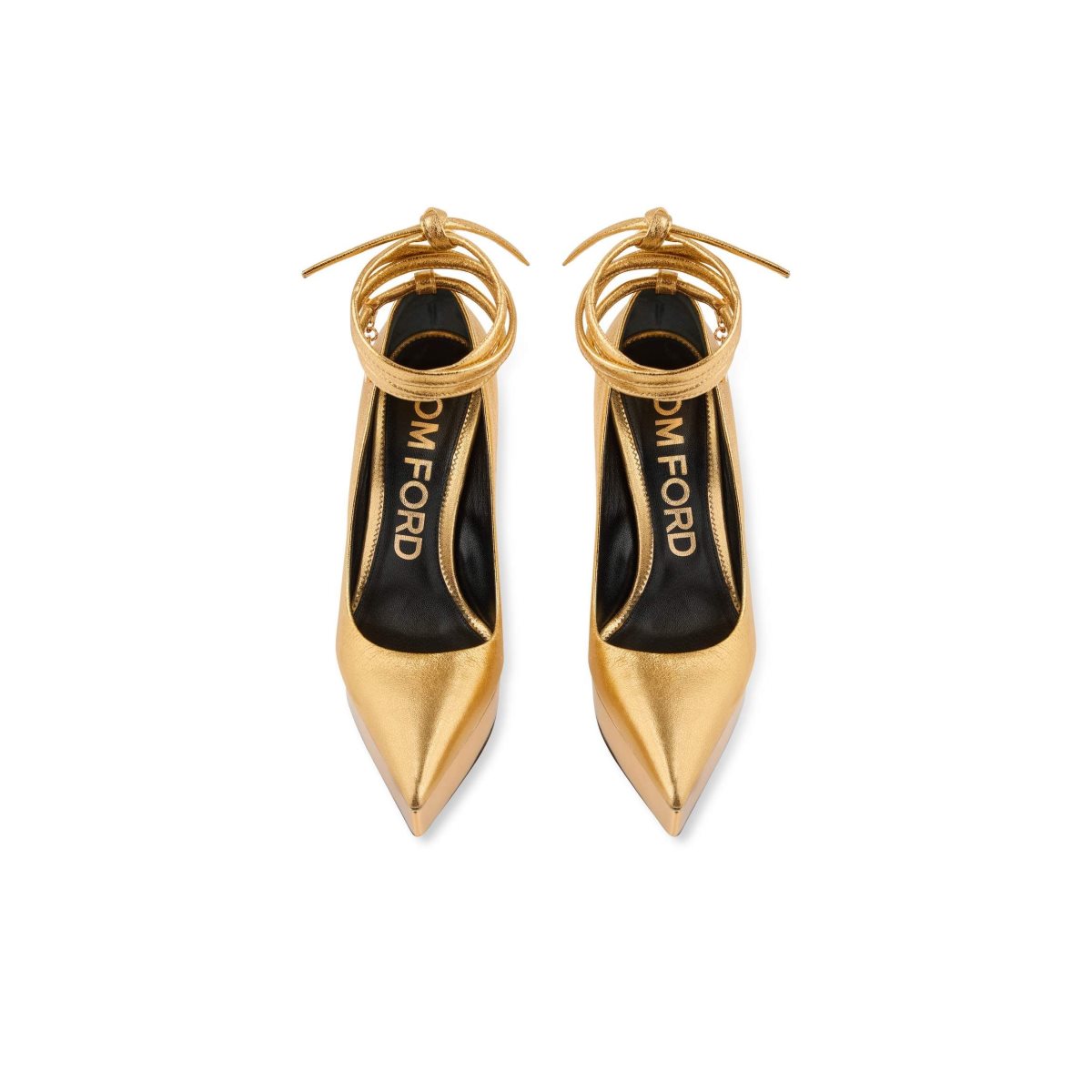 Tom Ford Laminated Nappa Läder Scoop Ankle Wrap Pumps Dam Guld | 491HXSWCR