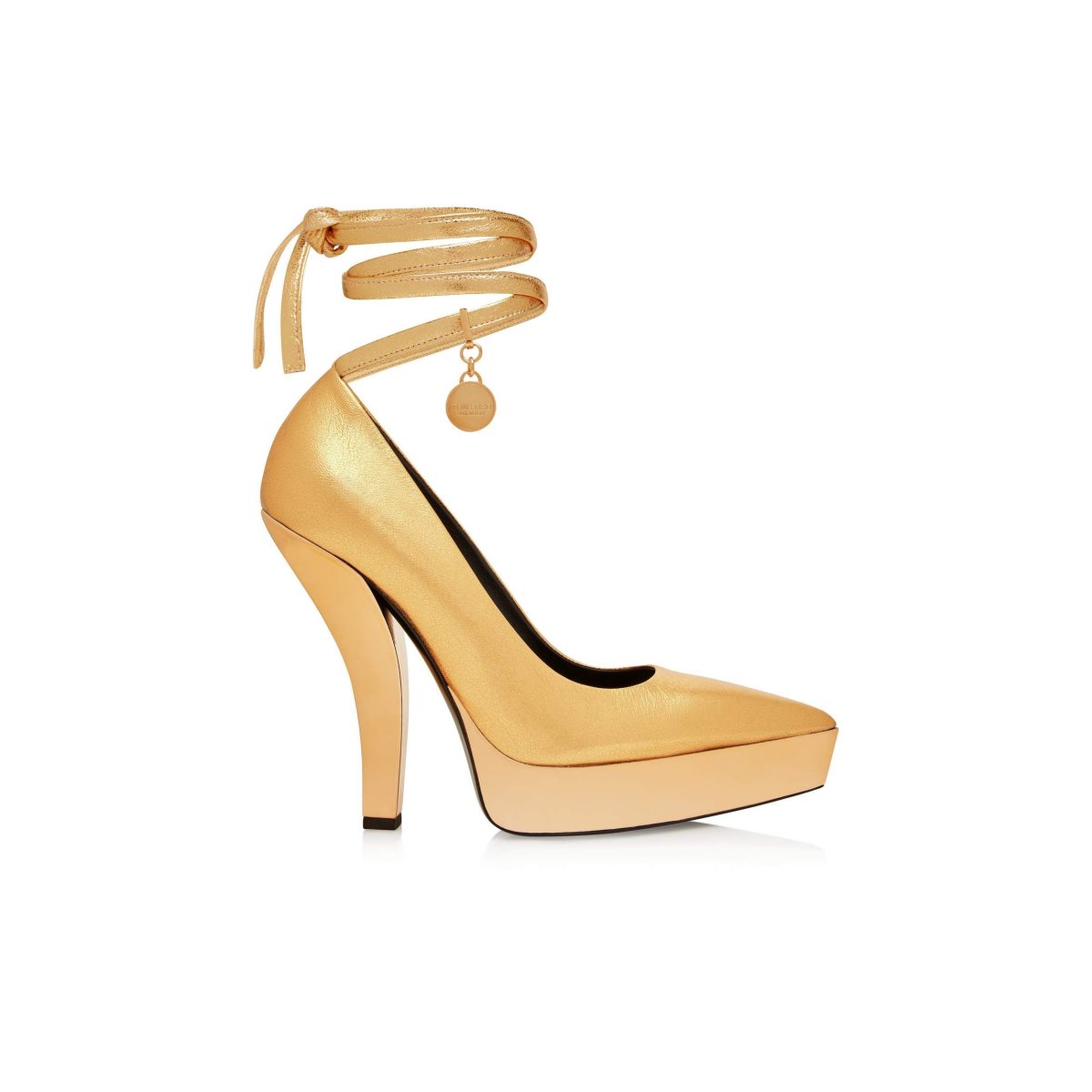 Tom Ford Laminated Nappa Läder Scoop Ankle Wrap Pumps Dam Guld | 491HXSWCR