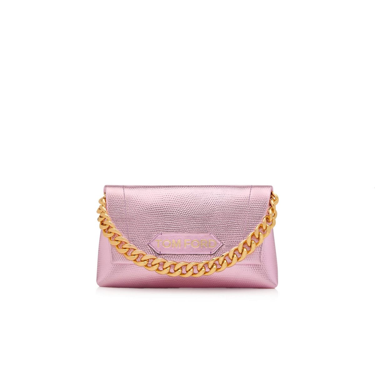 Tom Ford Laminated Printed Lizard Label Clutch Väska Dam Ljusrosa | 742ALXUGK