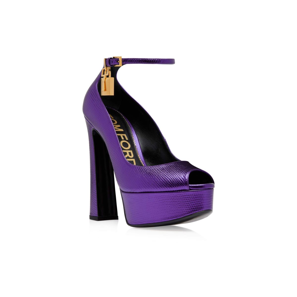 Tom Ford Laminated Printed Lizard Padlock Peep Tå Pumps Dam Dahlia | 750XLMFUK