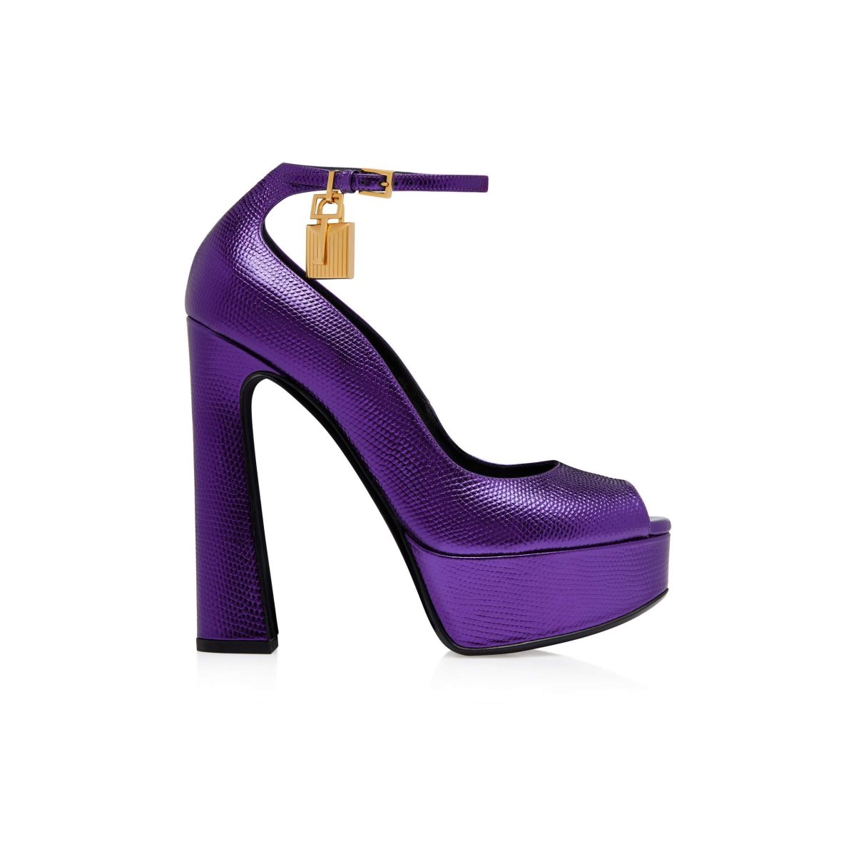 Tom Ford Laminated Printed Lizard Padlock Peep Tå Pumps Dam Dahlia | 750XLMFUK