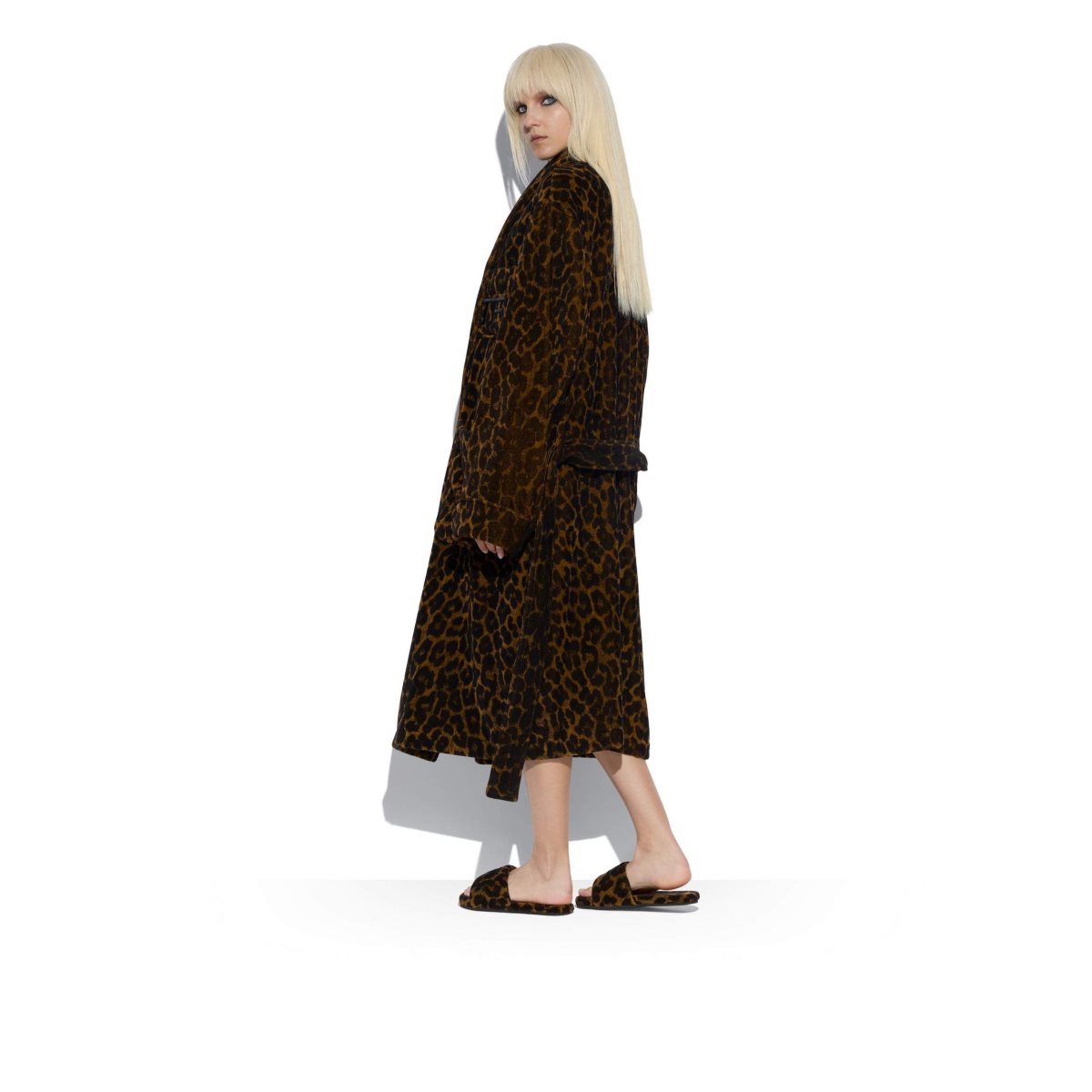 Tom Ford Leopard Printed Towelling Bomull Morgonrock Dam Mörkbruna | 367UETCYN