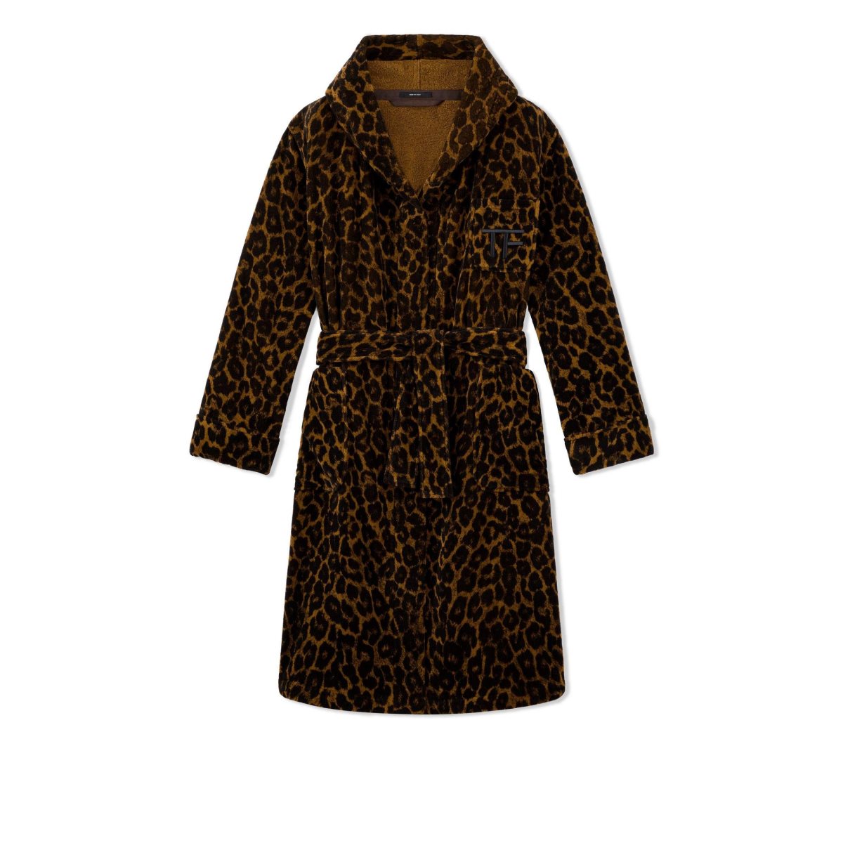 Tom Ford Leopard Printed Towelling Bomull Morgonrock Dam Mörkbruna | 367UETCYN