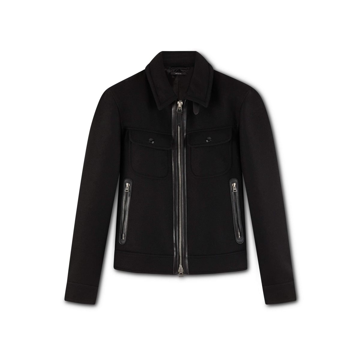 Tom Ford Light Felt Zip Western Jacket Ytterkläder Herr Svarta | 428JCDZNM