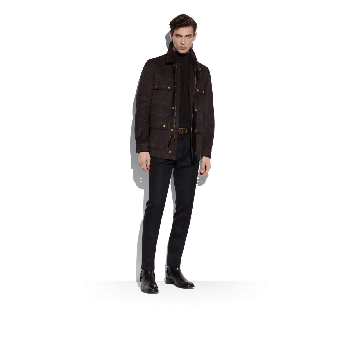 Tom Ford Light Mocka Field Jacket Ytterkläder Herr Ebony | 304WSTHXD