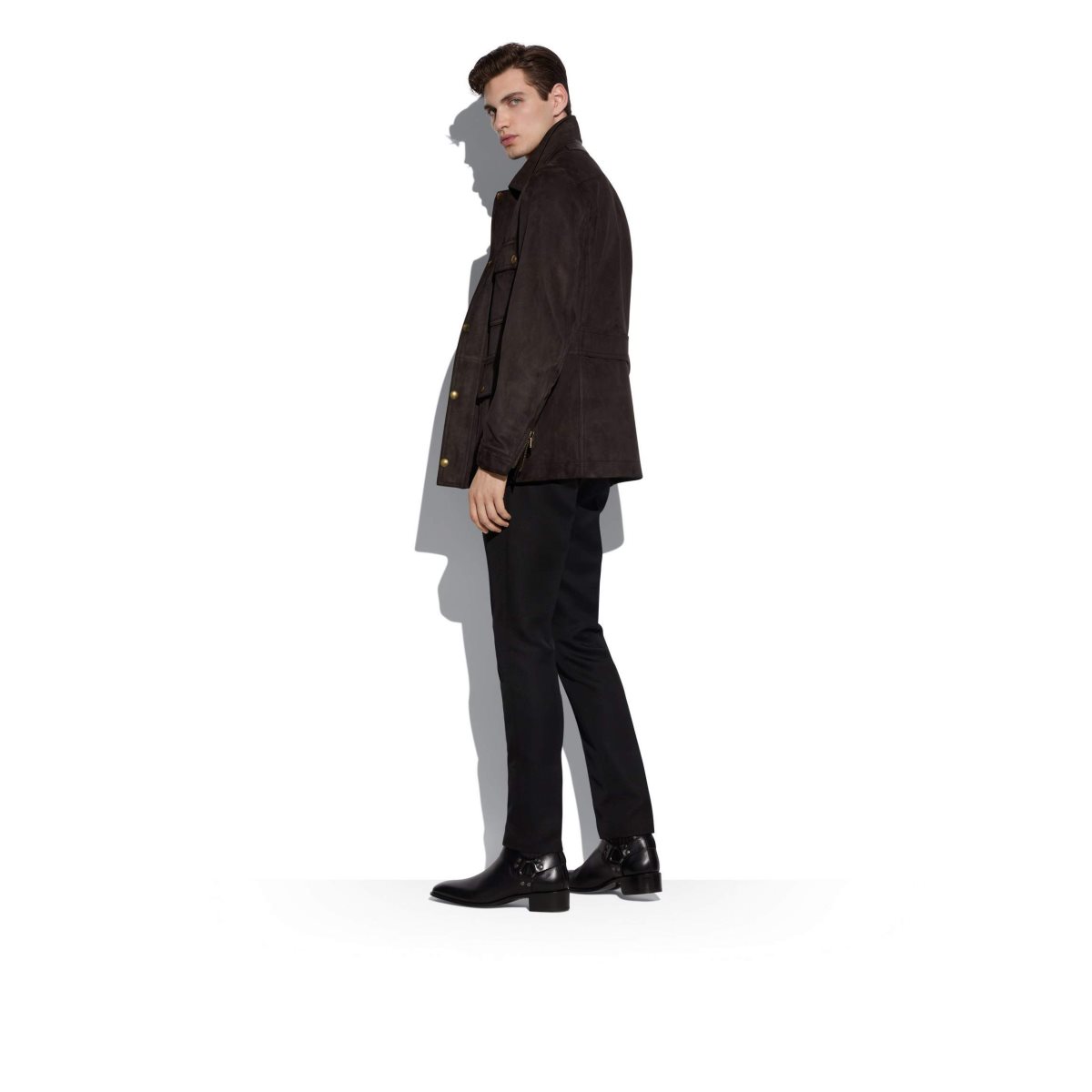 Tom Ford Light Mocka Field Jacket Ytterkläder Herr Ebony | 304WSTHXD