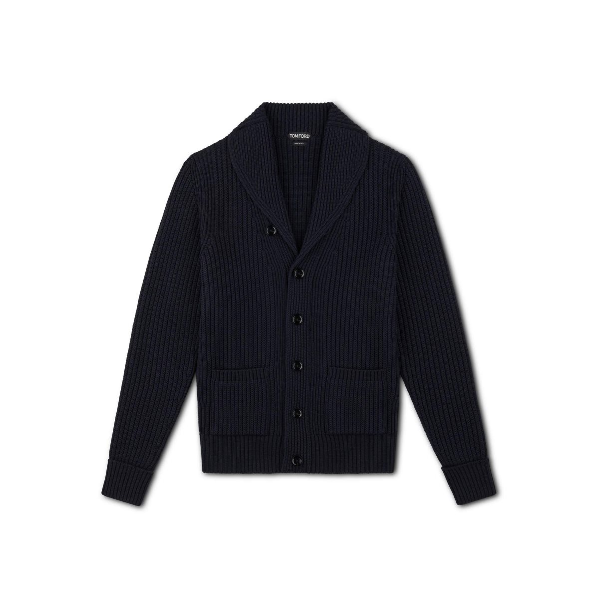 Tom Ford Linked Rib Shawl Collar Cardigan Stickat Herr Marinblå | 215TCKHMQ