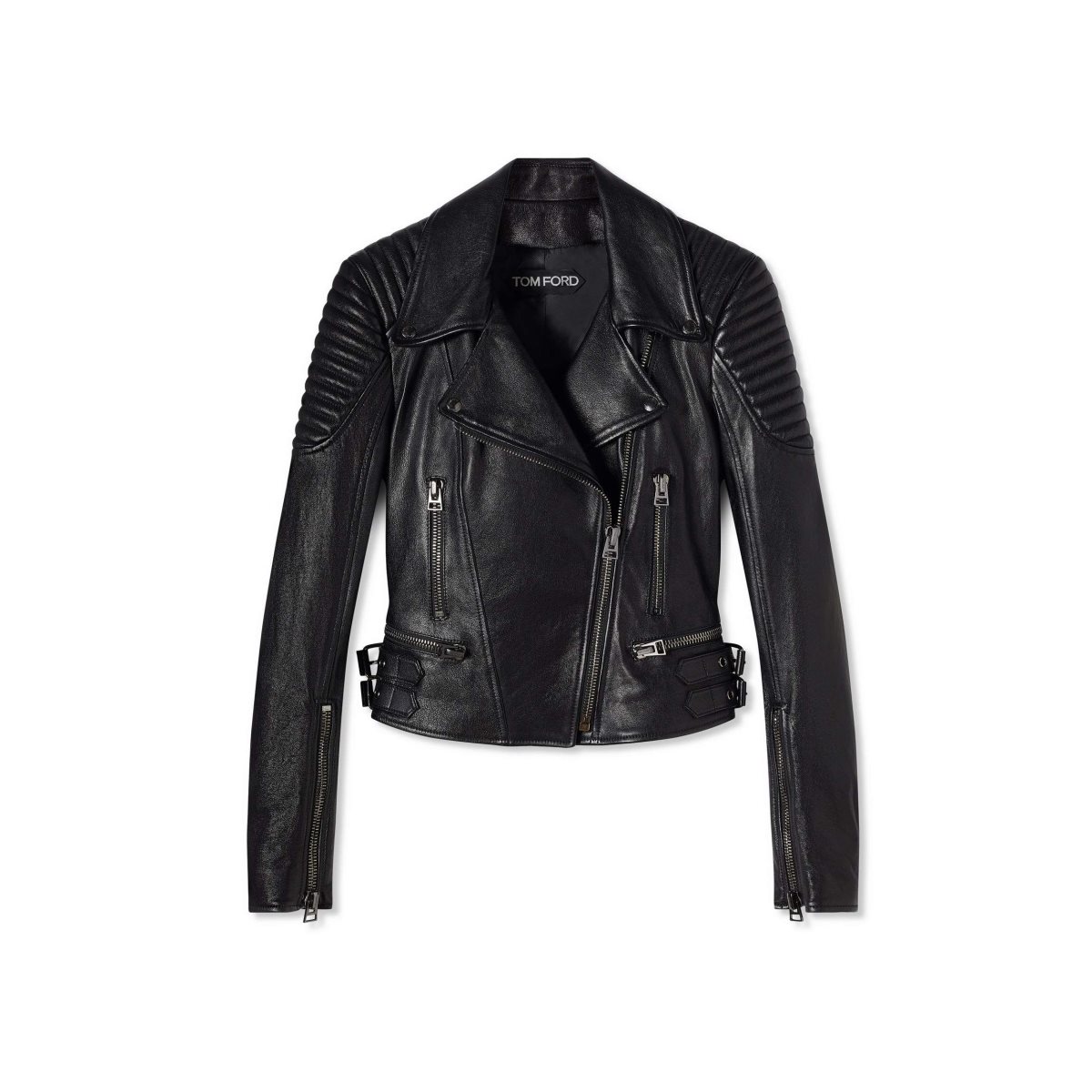 Tom Ford Läder Fitted Biker Jacket Ytterkläder Dam Svarta | 432XFKOSH