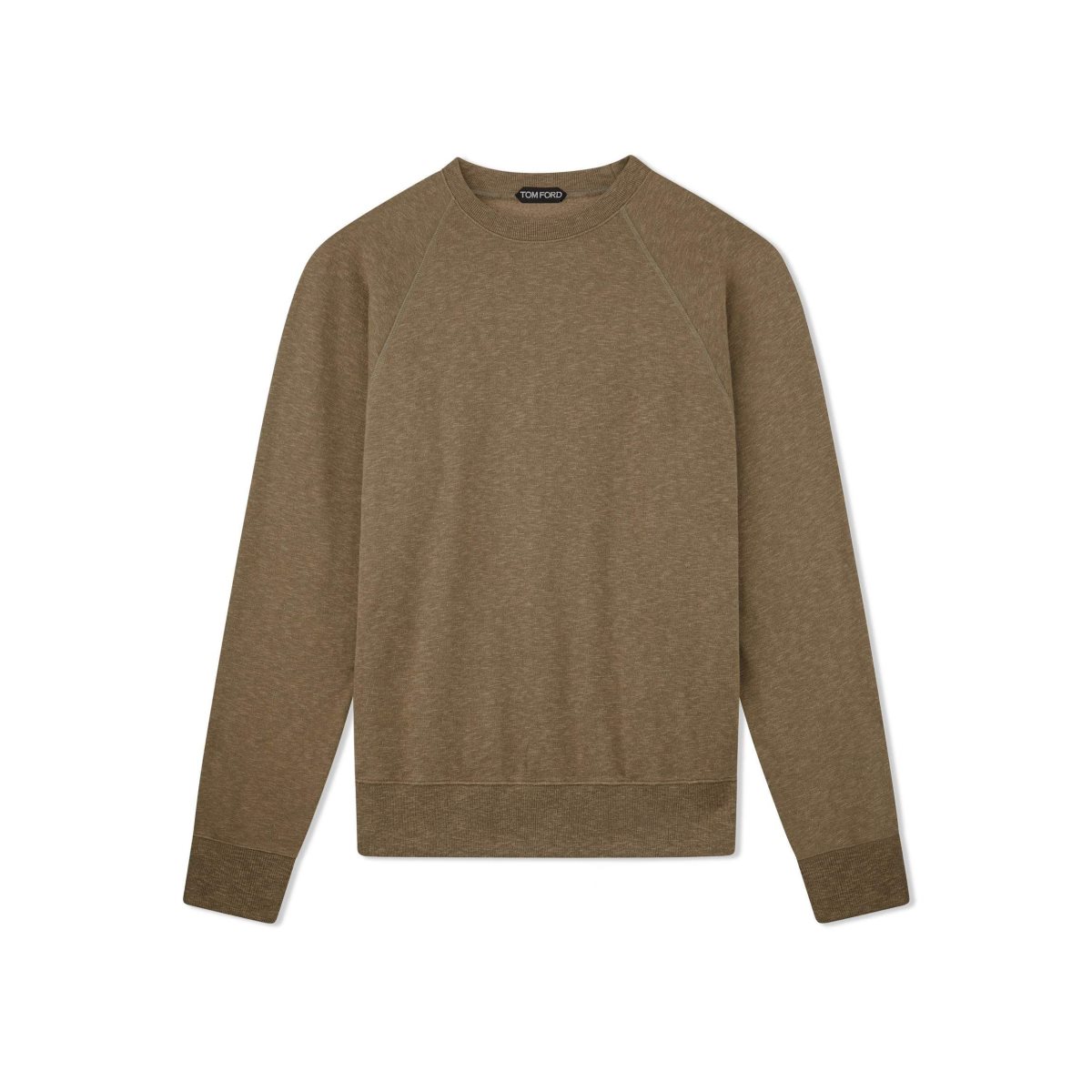 Tom Ford Melange Brushed Back Crew Neck Stickat Herr Olivgröna | 194UGJWYN