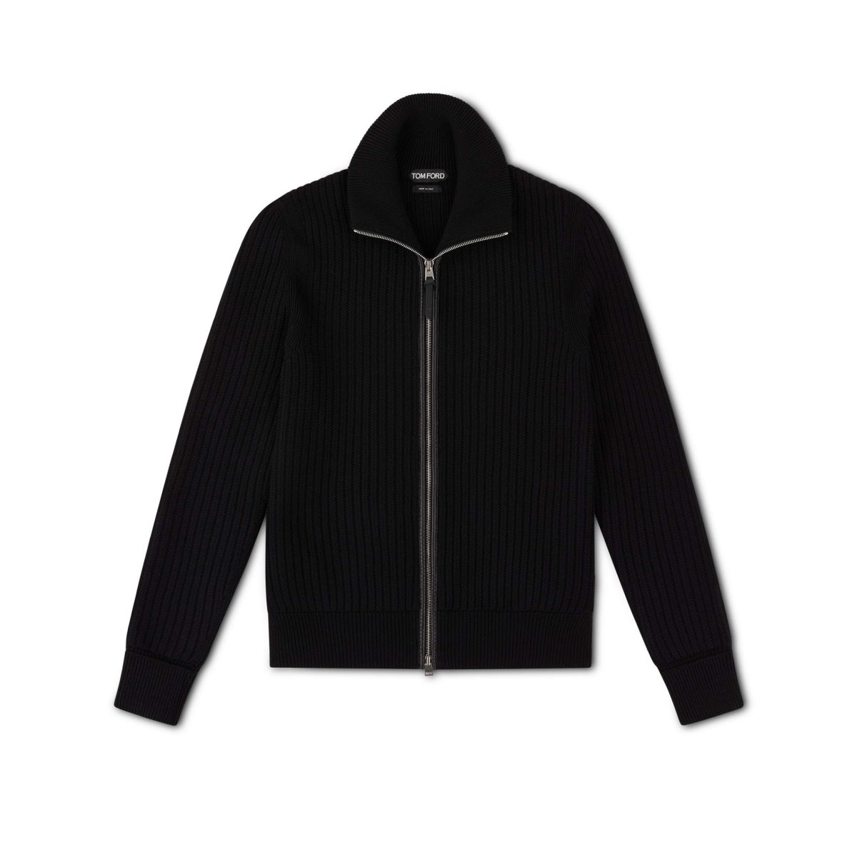 Tom Ford Merino Cashmere Zip Through Stickat Herr Svarta | 390YIFSKM